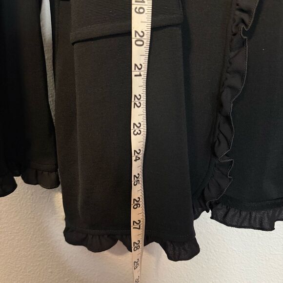 Ming Wang Ruffle Edge Open Front Knit Cardigan Size 1X - Picture 2 of 11